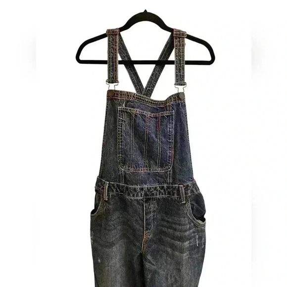 Y2k Joe Boxer Womens Denim Overalls Size 17 Blue - Picture 2 of 9
